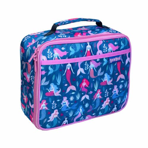 Bolsa térmica para guardar la fiambrera Yumbox con dibujos de sirenas.