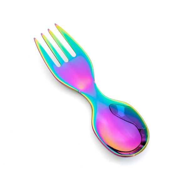 Mini tenedor y cuchara de arcoiris